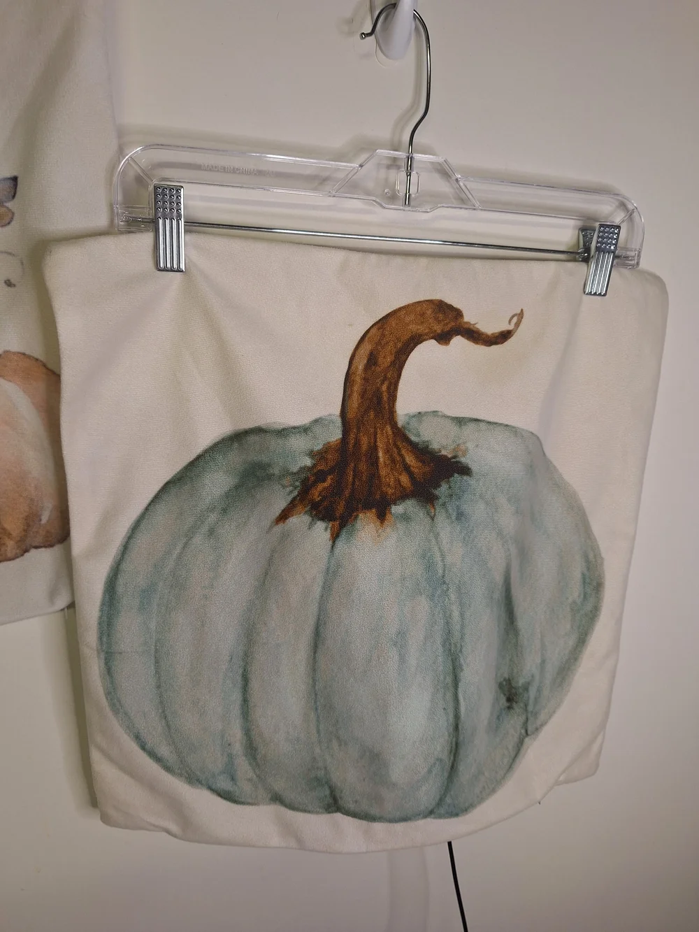 Autumn Blue & Cream Pumpkin Holiday Pillow Covers . Set Of Two.